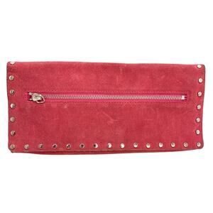 Banana Republic Womens Suede Pink Clutch Purse Studded Small Leather Bag